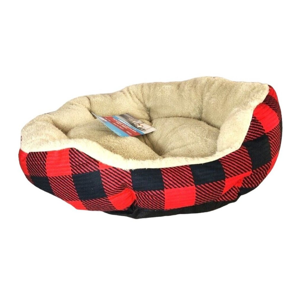 Vibrant Life Round Cuddler Small Up To 20lb Plaid Extra Soft & Cozy Pet Bed